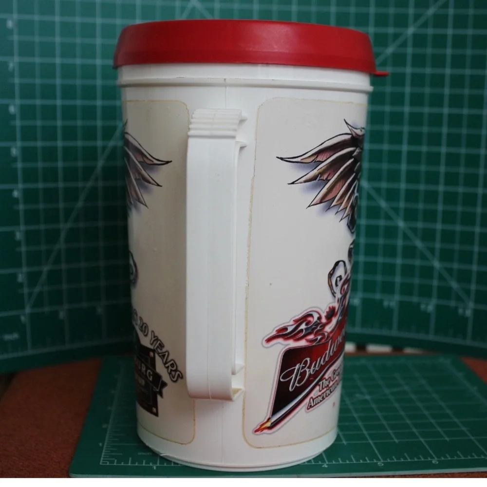 Budweiser Leesburg Bikefest 2014 18th Annual Plastic Travel‎ Mug Eagle Red Lid